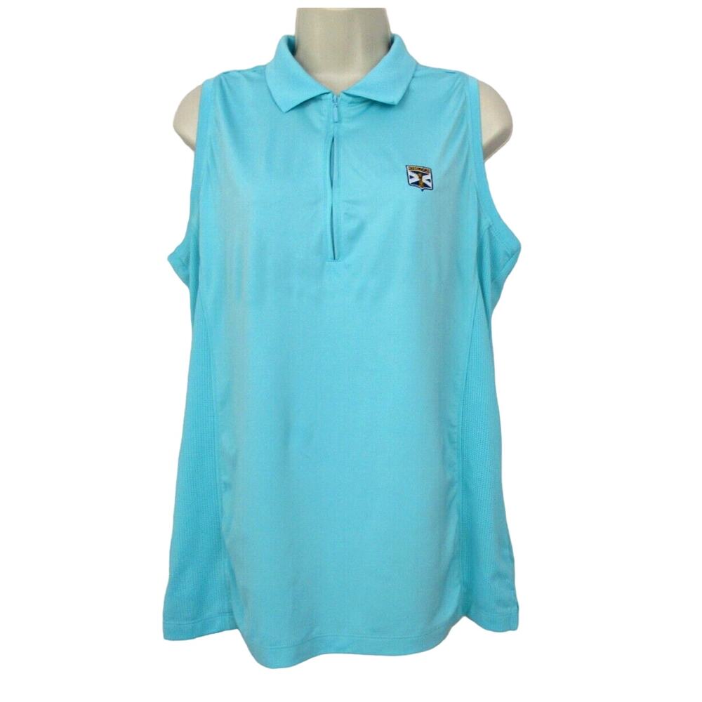 Peter Millar Element 4 Wicking Top Womens Large Sleeveless Golf Polo Quarter Zip